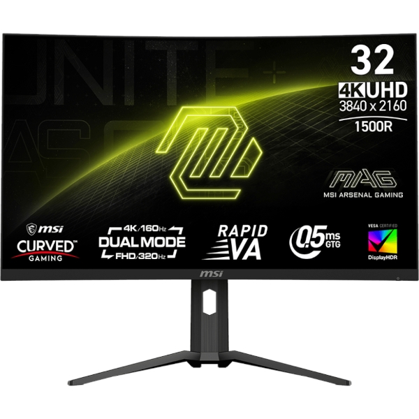 Monitor MSI MAG 321CUPDF / 31.5" / UHD / VA / 160Hz / 0.5ms (GtG) / black - adjustable stand - PD 15W