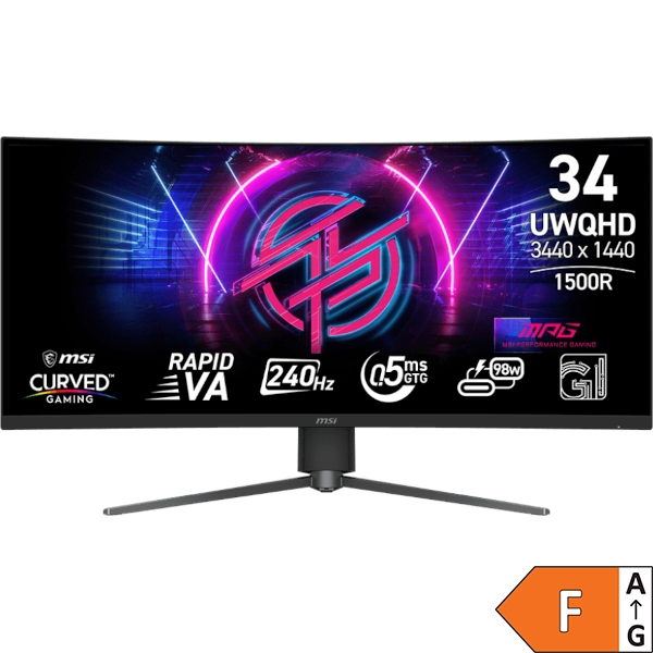 Monitor MSI MPG 346CQRF X24 34" / UWQHD / 240Hz / 0.5ms / curved / HDR400 / USB-C 98W / height adjustable / black