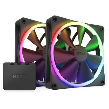 NZXT F140 PWM fan, 2-pack incl. controller, black RF-R14DF-B1