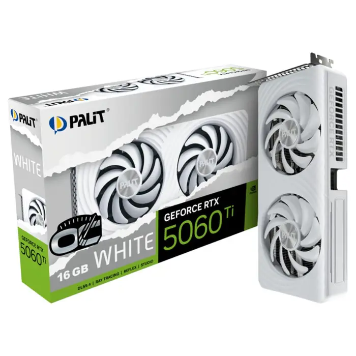 Palit GeForce RTX 5060 Ti OC WHITE 16GB (white, DLSS 4, 3x DisplayPort, 1x HDMI 2.1)