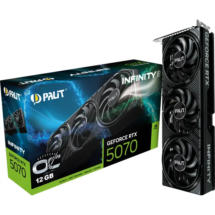 Palit GeForce RTX 5070 Infinity 3 OC, graphics card DLSS 4, 3x DisplayPort, 1x HDMI 2.1
