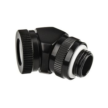 PHANTEKS Glacier Rotary connection 45 degrees G1/4 inch AG to 12mm OD hard tube - rotatable, black PH-RA45_BK12