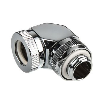 PHANTEKS Glacier Rotary connection 90 degrees G1/4 inch AG to 12mm OD hard tube - rotatable, chrome silver PH-RA90_CR12