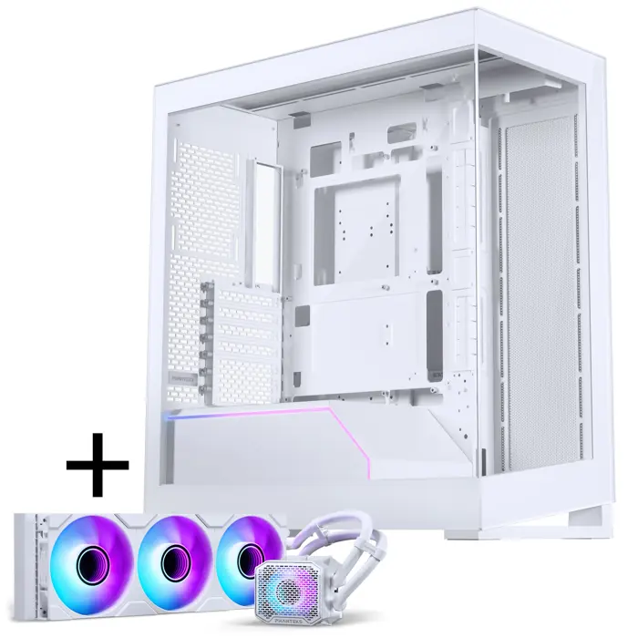 PHANTEKS NV-Serie NV5 MK2 ATX-Gehäuse, Tempered Glass, DRGB - Matte White + Glacier One 360M25 Gen2 DRGB AiO Wasserkühlung - 360mm-GABU-517