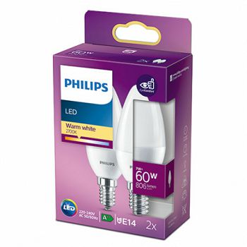 Philips LED žarulja, E14, B38, topla, 7W, mat, 2x