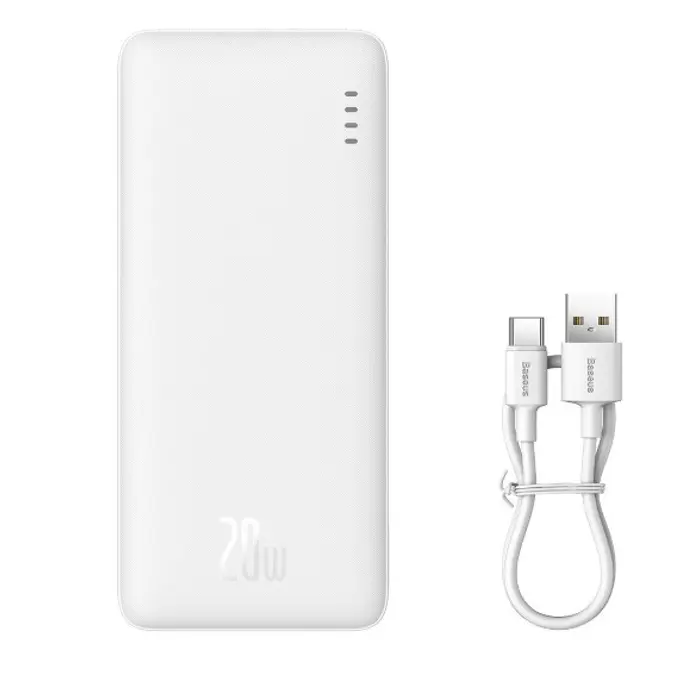 Powerbank Baseus Airpow 20W 10000mAh z kablem Baseus Simple Series USB-A - USB-C 30 cm - biały