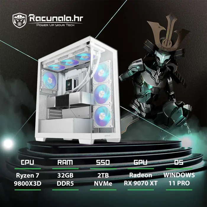 PPC Samurai Premium GamingPC LimitedEd. (Ryzen 7 9800X3D, Liquid, 32GB DDR5, 2TB NVMe, RX 9070XT, BT, WiFi) Win11P