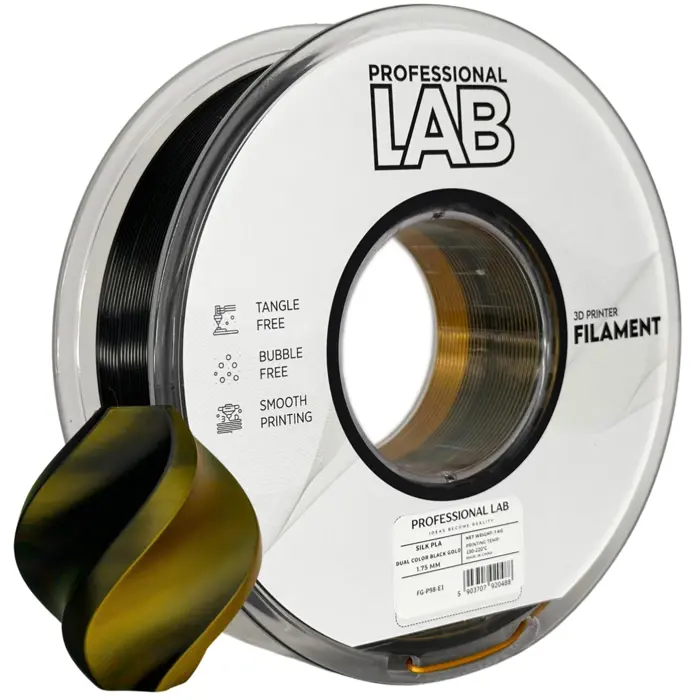 PREMIUM 3D FILAMENT SILK PLA DUAL COLOR BLACK-GOLD 1KG