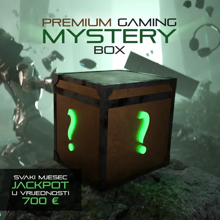 Premium Gaming Mystery Box – 299 € (vrijednost 350–500 €, jackpot 700 €) 