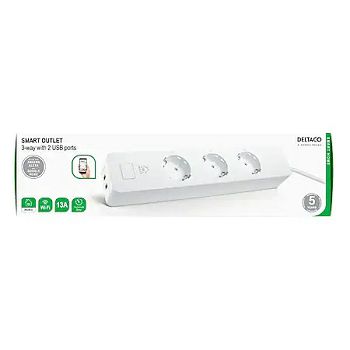 Produžni kabel Deltaco Smart 3 utičnice, 2 USB 13A