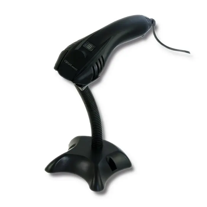 Qoltec 1D Laser Barcode Reader with Stand