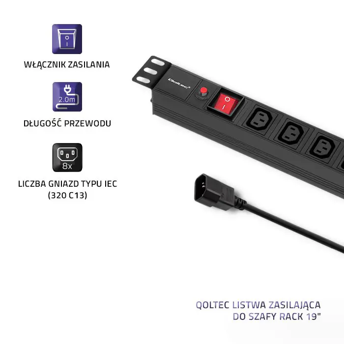 qoltec-53998-power-strip-for-rack-19-1u-10a-pdu-8xiec-c13-2m-40886-lipqocrak0006.webp