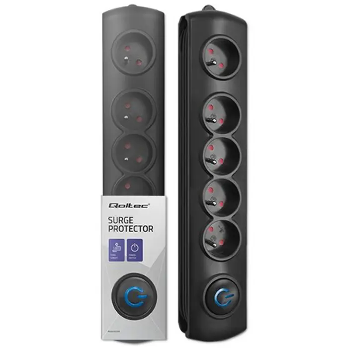 Qoltec Surge protector | 5 sockets | 1.8m