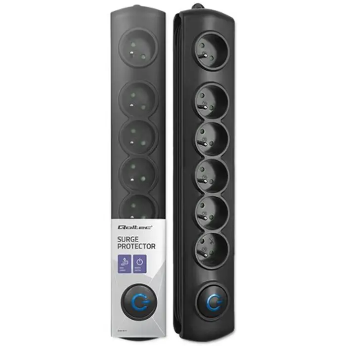 Qoltec Surge protector | 6 sockets | 1.8m