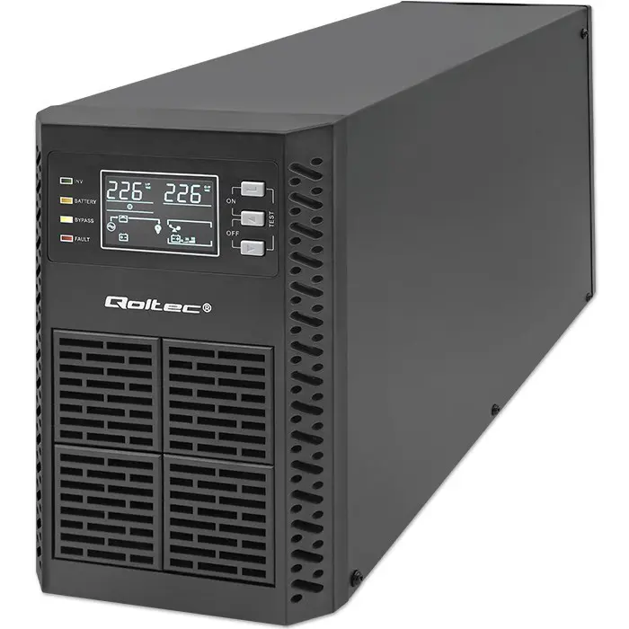 Qoltec Uninterruptible Power Supply (UPS) | 2kVA | 2000W | Power Factor 1.0 | LCD | EPO | USB | Online