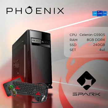Računalo Phoenix SPARK Z-162 Intel Celeron G5905/8GB DDR4/SSD 240GB/Tipkovnica/Slušalice/Miš/Podloga za miš