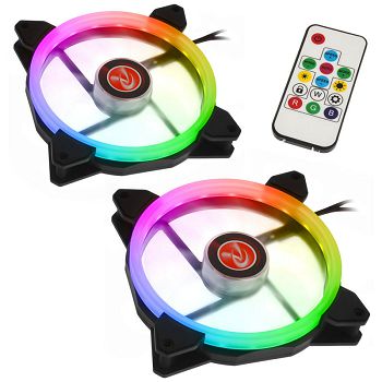 Raijintek IRIS 14 Rainbow RGB LED-ventilator, 2 komada sa kontrolerom - 140mm 0R400049