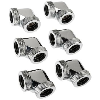 Raijintek Pelias D160906, 16mm, 90 Grad Adapter - 6er-Pack, silver 0R40B00237