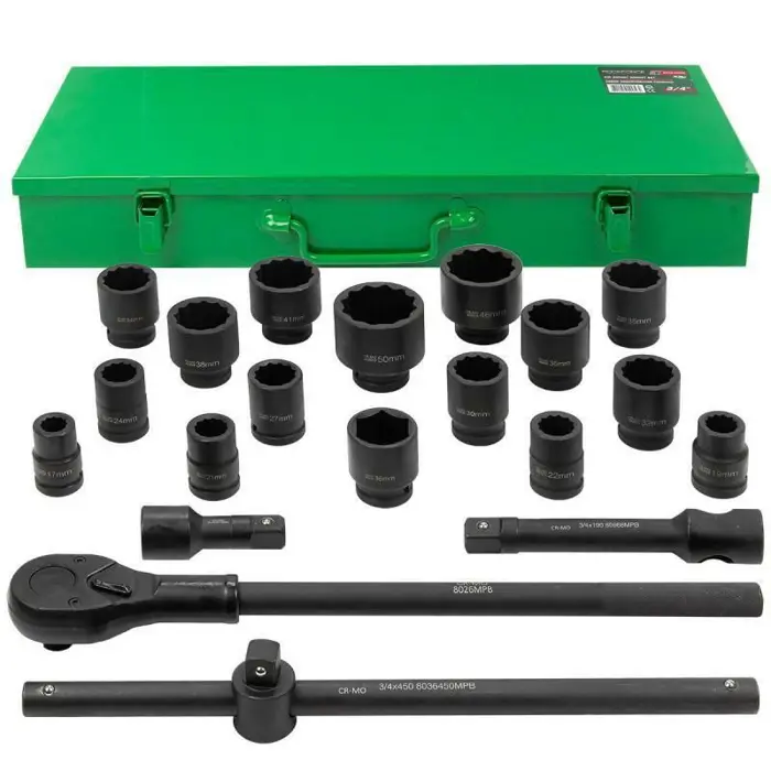 ROCKFORCE WRENCH SET 21pcs. 3/4" 12ANGLE.  17-50mm