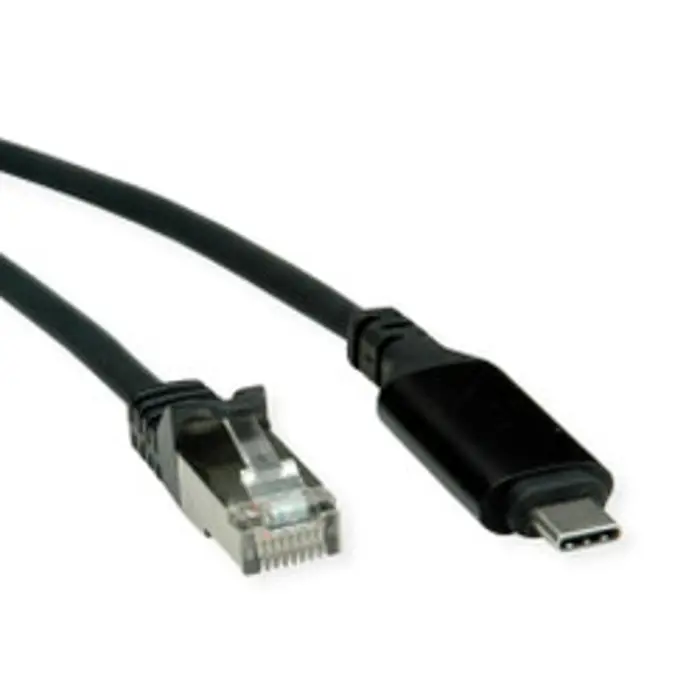 Roline adapter/kabel USB-C - Gigabit LAN 10/100/1000Mbit/s, 2.0m. crni