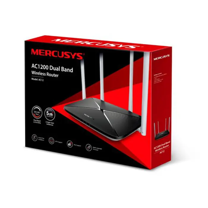 Router Mercusys AC1200 Dual Band, 867Mbps@5GHz, 300Mbps@2.4GHz, AC12 