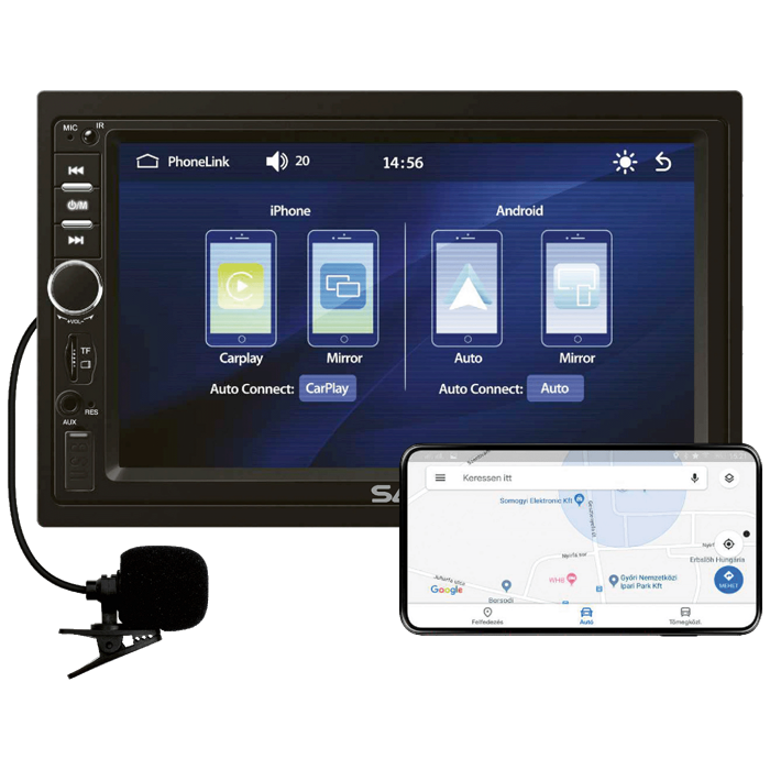 SAL Auto radio, 4 x 45W, 7" LCD Display, BT, USB, microSD - VBX910