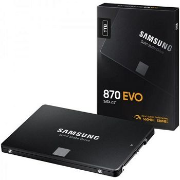 SAMSUNG 870 EVO 1TB SSD, 2.5” 7mm, SATA 6Gb/s, Read/Write: 560 / 530 MB/s, Random Read/Write IOPS 98K/88K