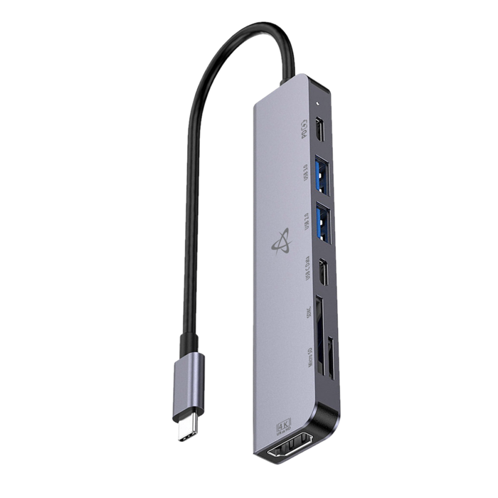 SBOX 7u1 hub H-999 USB-C-HDMI/USB-C/USB 3.0/USB 2.0/SD/microSD