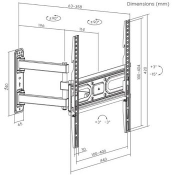 SBOX izvlačno okretni nosač 32"-55", do 35kg