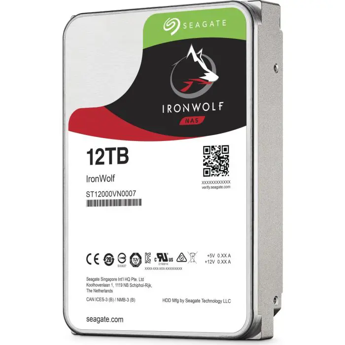 Seagate NAS 12TB 7200 SATA 3 hard drive, 256MB IronWolf