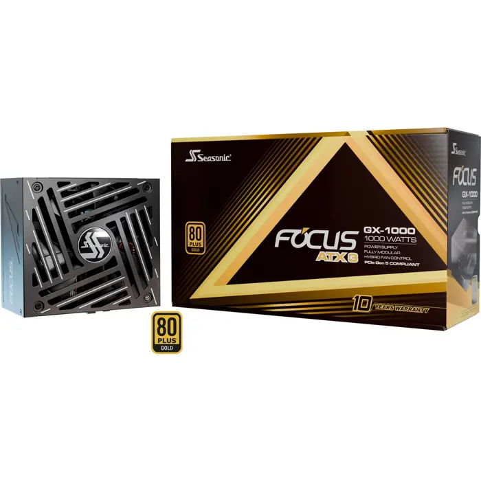 Seasonic FOCUS GX-1000-V4 1000W ATX3.1, PC power supply (black, 1x 12-pin high power GPU, 3x PCIe, cable management, 1000 watts)