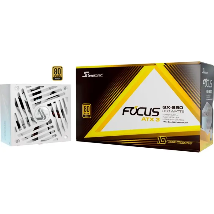 Seasonic FOCUS GX-850 850W ATX3.0 White Edition, PC power supply (white, 1x 12VHPWR, 3x PCIe, cable management, 850 watts)