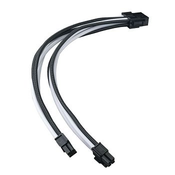 SilverStone EPS 8-Pin zu EPS/ATX 4+4-Pin Kabel, 300mm - schwarz/weiß SST-PP07E-EPS8BW