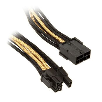 SilverStone PCI-8-Pin zu PCIe-6+2-Pin Kabel, 250mm - schwarz/gold SST-PP07-PCIBG