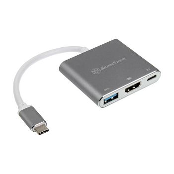 SilverStone SST-EP08C - USB 3.1 Type-C to HDMI/USB Type C/USB Type A Adapter - silver SST-EP08C