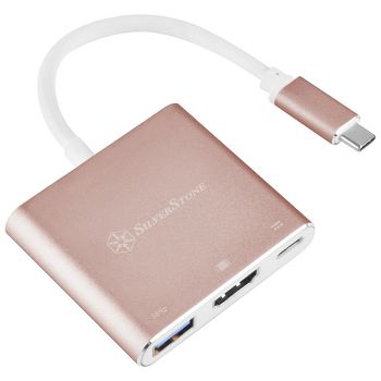SilverStone SST-EP08P - USB 3.1 Type-C adapter to HDMI/USB Type C/USB Type A - pink SST-EP08P
