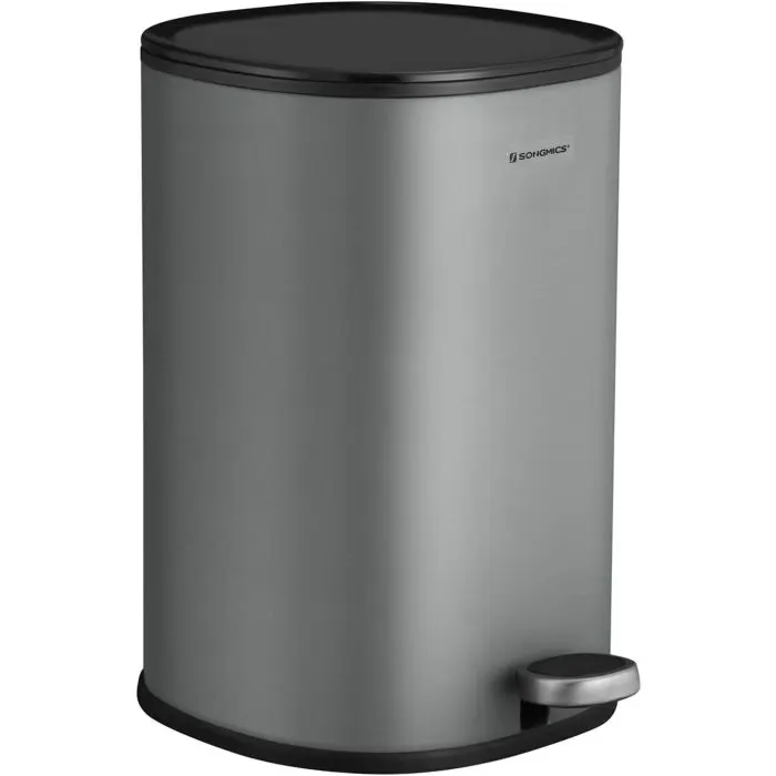 SONGMICS 5-liter pedal bin made of steel, gray