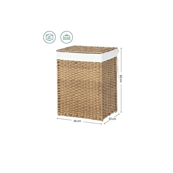 SONGMICS Laundry basket Rattan 90L natural