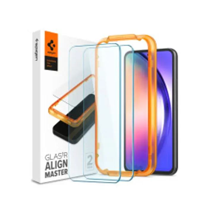Spigen Glass Align Master Clear, zaštitno staklo za ekran telefona, 2 kom + okvir za instalaciju - Samsung Galaxy A54 5G (AGL05966) 