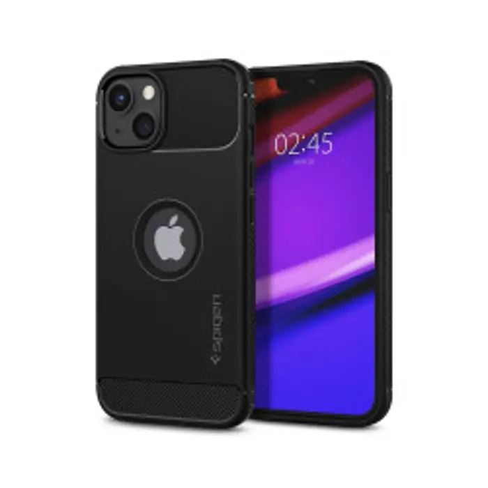 Spigen Rugged Armor, zaštitna maska za telefon, mat crna - iPhone 13