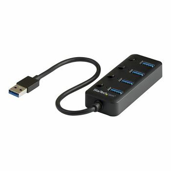 StarTech.com 4 Port USB 3.0 Hub - 4x USB-A mit individuellen An/Aus-Schaltern - Mobiler USB 3.0 Verteiler - Bus-Powered USB 3.0 Splitter - Hub - 4 Anschlüsse - HB30A4AIB