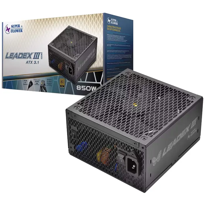 Super Flower LEADEX III GOLD UP 850W 80 PLUS Gold Netzteil, PCIe 5.1, ATX 3.1 - 850 Watt, schwarz-SF-850F14GE