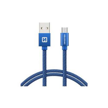 SWISSTEN kabel USB/microUSB, platneni, 3A, 1.2m, plavi