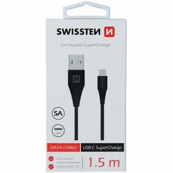 SWISSTEN kabel USB/USB-C, 5A, super fast, 1.5m, crni