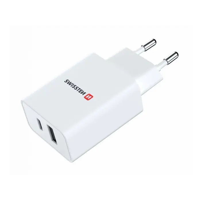 SWISSTEN punjač MINI GaN  1x USB-C + 1xUSB 30W, bijeli