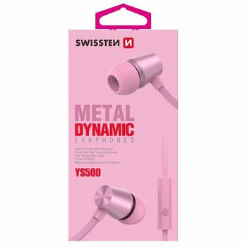 SWISSTEN slušalice + mikrofon, In-ear, metalne, roze/zlatne DYNAMIC YS500