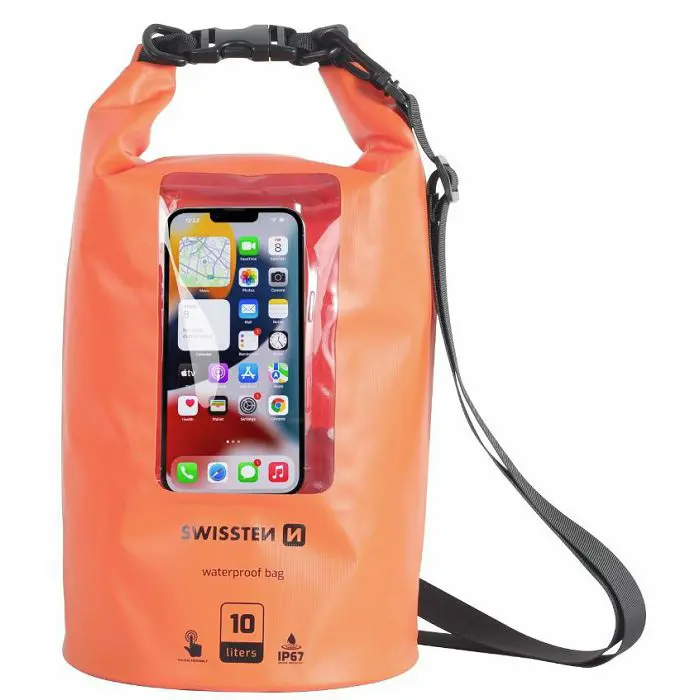 SWISSTEN vodootporna torba za stvari i mobitel, 10 l, narančasti
