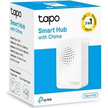 Tapo Smart IoT Hub with Chime, 2.4GHz Wi-Fi Networking, 868MHz for Devices, Plug-in, Remote Control with Tapo App, 90dB Adjustable Audio Alarm, 19 Ringtones, up to 64 Devices, Sleep Mode, Mute button,