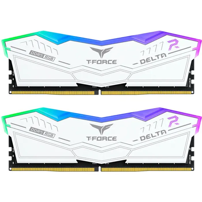Team Group DDR5 - 16GB - 6400 - CL - 32 RGB white, dual kit TEM, memory (white, FF4D532G6400HC32ADC01, Delta RGB, INTEL XMP)