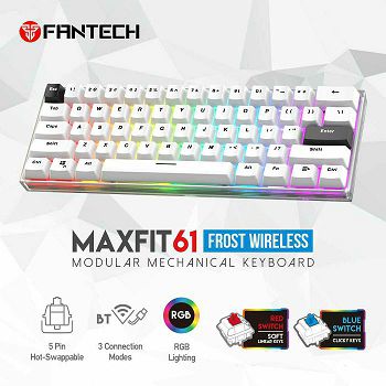 TIPKOVNICA GAMING BEŽIČNA MEHANIČKA FANTECH MAX FIT 61 R. SW. MK857 BIJELA